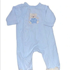 Little Me newborn blue teddy bear onesie pajama